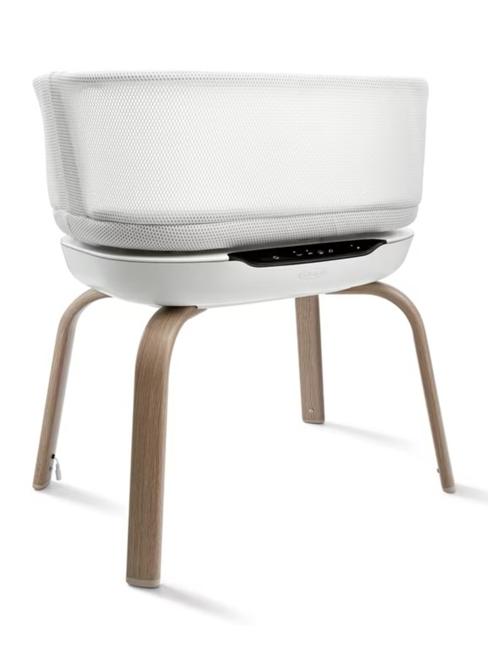 4moms® White Baby Bassinet with Natural Wood Legs